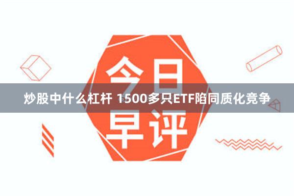 炒股中什么杠杆 1500多只ETF陷同质化竞争
