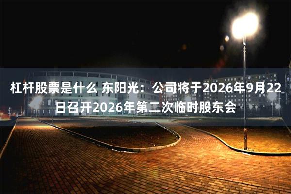 杠杆股票是什么 东阳光：公司将于2026年9月22日召开2026年第二次临时股东会